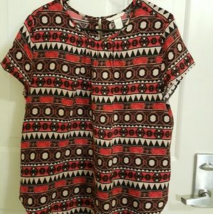 Black and red and white colors  top